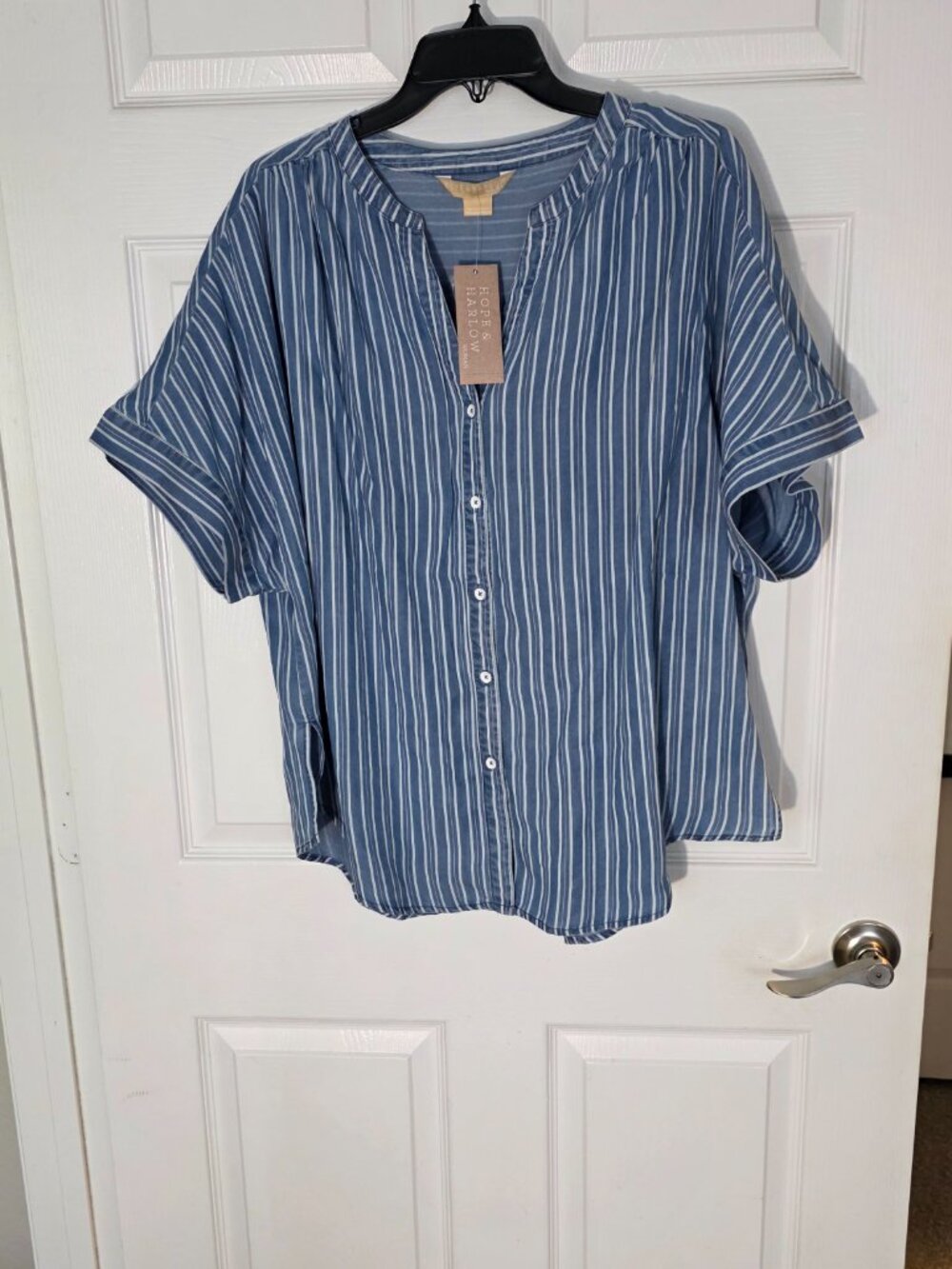 Hope & Harlow blue white lose shirt top blouse size 1x